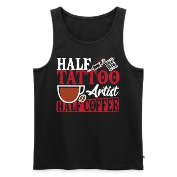 Half Tattoo Artist Half Coffee Tattooist - Men's Premium Organic Tank Top - black - Front - Michal (187cm)
