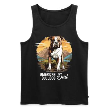Chien bouledogue américain - Débardeur bio Premium Homme - noir - Devant - AI Model Male 178 light (178cm)