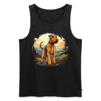 Dog Airedale Terrier - Men's Premium Organic Tank Top - black - Front - Michal (187cm)