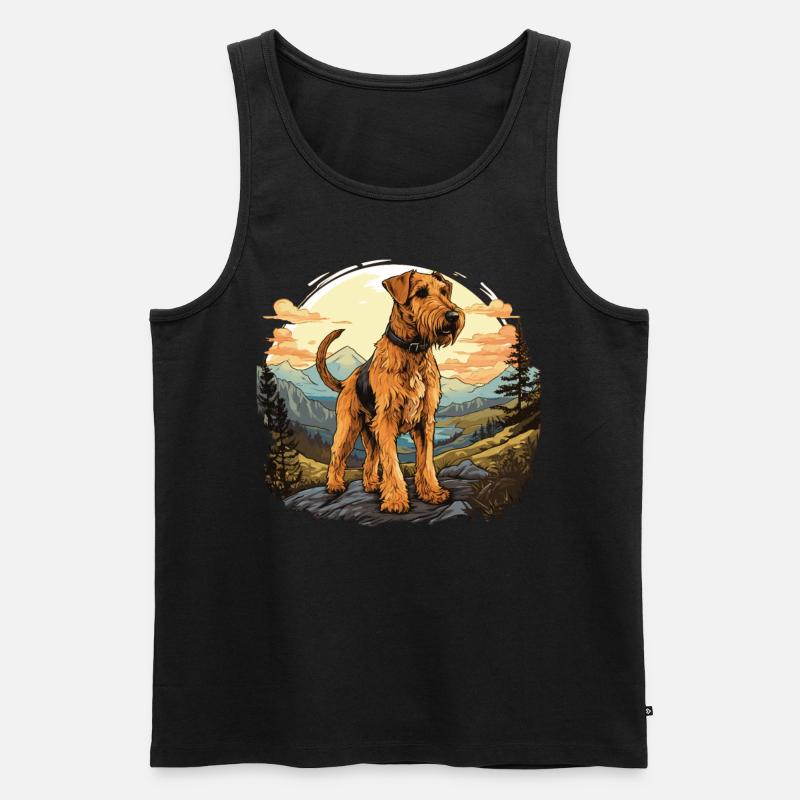 Hund Airedale Terrier - Männer Premium Bio Tank Top - Schwarz