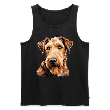 Dog Airedale Terrier - Men's Premium Organic Tank Top - black - Front - Michal (187cm)