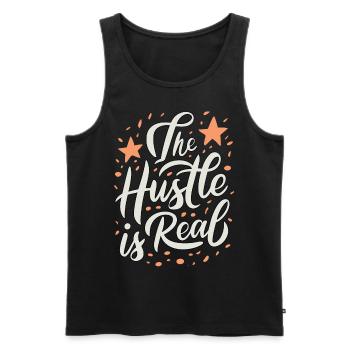 The Hustle is Real Sarkastischer Spruch - Männer Premium Bio Tank Top - Schwarz - Vorne - Michal (187cm)