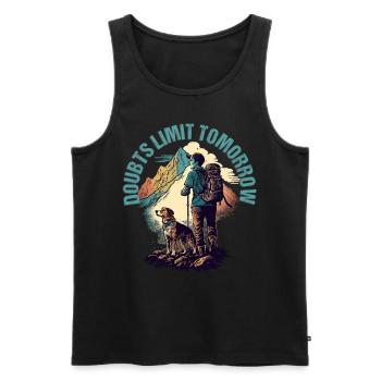 Wanderer mit Hund Design für Bergsteiger - Männer Premium Bio Tank Top - Schwarz - Vorne - Michal (187cm)