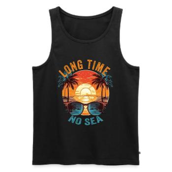 Summer Holidays by the Sea Long Time No Sea - Men's Premium Organic Tank Top - black - Front - Michal (187cm)