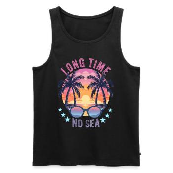 Summer Holidays by the Sea Long Time No Sea - Men's Premium Organic Tank Top - black - Front - Michal (187cm)