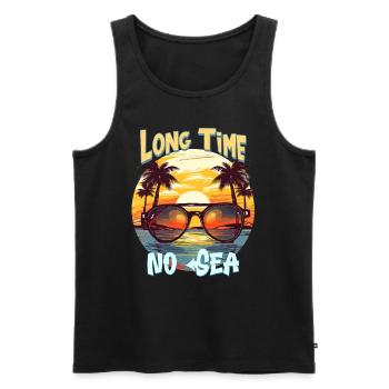 Summer Holidays by the Sea Long Time No Sea - Men's Premium Organic Tank Top - black - Front - Michal (187cm)
