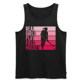 Field Hockey Real Girls Play Field - Men's Premium Organic Tank Top - black - Front - AI Model Male 178 light (178cm)