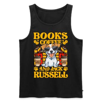 Books Coffee and Jack Russell - Männer Premium Bio Tank Top - Schwarz - Vorne - Michal (187cm)