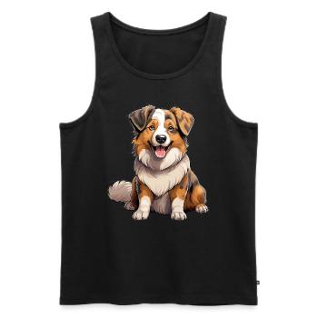 Hund Australian Shepherd - Männer Premium Bio Tank Top - Schwarz - Vorne - AI Model Male 178 light (178cm)