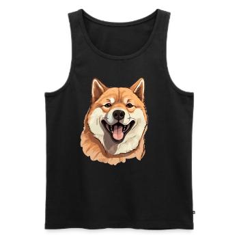 Dog Akita Inu - Men's Premium Organic Tank Top - black - Front - Michal (187cm)