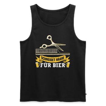 Friseurin Barber Frisörin Friseursalon - Männer Premium Bio Tank Top - Schwarz - Vorne - Michal (187cm)