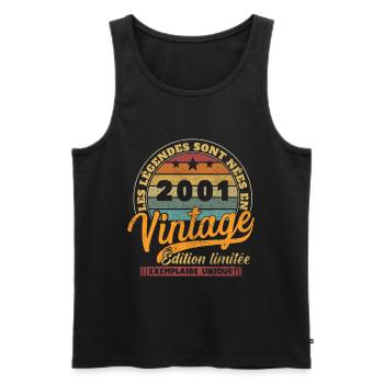 Original 2001 Vintage Anniversaire Humour - Débardeur bio Premium Homme - noir - Devant - Michal (187cm)