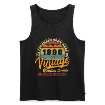 1990 Vintage Original 1990 Geburtstagsgeschenk - Männer Premium Bio Tank Top - Schwarz - Vorne - Michal (187cm)