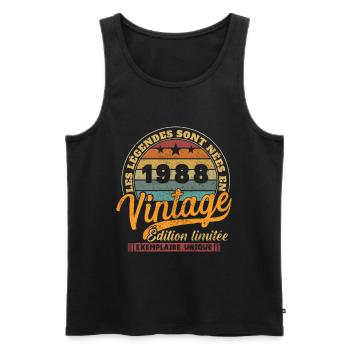 Vintage Nées En 1988 Cadeau D'anniversaire - Débardeur bio Premium Homme - noir - Devant - Michal (187cm)