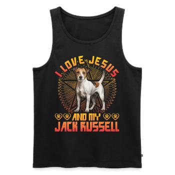 I love Jesus and my Jack Russell - Männer Premium Bio Tank Top - Schwarz - Vorne - Michal (187cm)