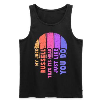 My Jack Russells tilts its head just like you do - Men's Premium Organic Tank Top - black - Front - AI Model Male 178 light (178cm)