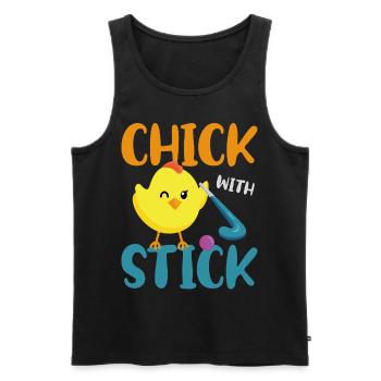 Field Hockey Chicken Chick With - Men's Premium Organic Tank Top - black - Front - Michal (187cm)
