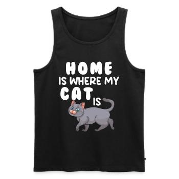 La maison, c’est là où se trouve mon chat - Débardeur bio Premium Homme - noir - Devant - Michal (187cm)