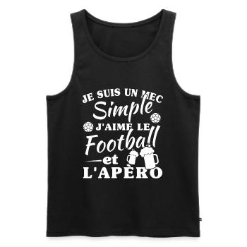 Un mec simple, football et apéro - Débardeur bio Premium Homme - noir - Devant - Michal (187cm)