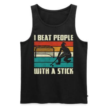 Field Hockey I Beat People With A - Men's Premium Organic Tank Top - black - Front - Michal (187cm)