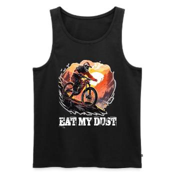 Vélo de montagne de descente VTT Mangez ma poussière - Débardeur bio Premium Homme - noir - Devant - Michal (187cm)