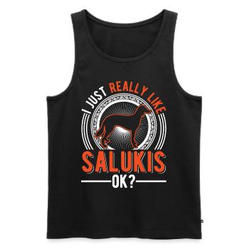 J’aime juste Salukis - Débardeur bio Premium Homme - noir - Devant - AI Model Male 178 light (178cm)
