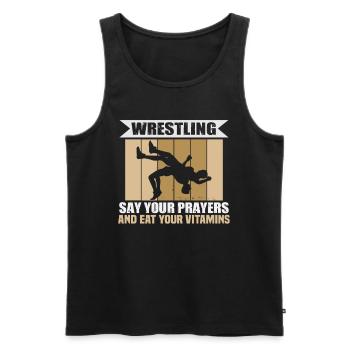 Wrestling Martial Arts Wrestling Trainer Wrestler - Men's Premium Organic Tank Top - black - Front - AI Model Male 178 light (178cm)