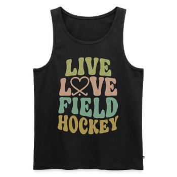 Field Hockey Live Love Field - Männer Premium Bio Tank Top - Schwarz - Vorne - AI Model Male 178 light (178cm)