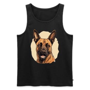Dog Belgian Shepherd - Men's Premium Organic Tank Top - black - Front - AI Model Male 178 light (178cm)