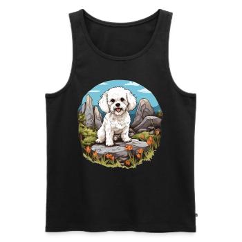 Hund Bichon Friesé - Männer Premium Bio Tank Top - Schwarz - Vorne - AI Model Male 178 light (178cm)
