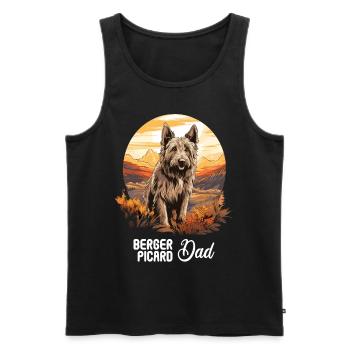 Dog Berger Picard - Men's Premium Organic Tank Top - black - Front - AI Model Male 178 light (178cm)