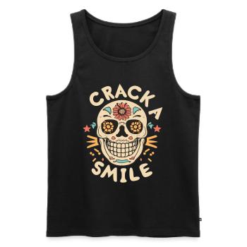 Skulls Crack A Smile Totenkopf Skull - Männer Premium Bio Tank Top - Schwarz - Vorne - AI Model Male 178 light (178cm)
