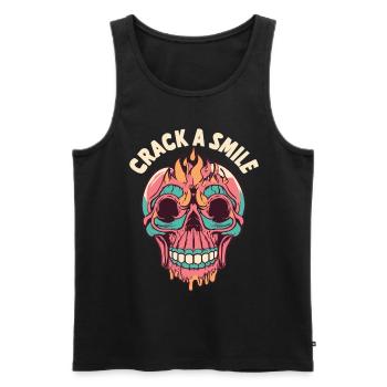 Skulls Crack A Smile Totenkopf Skull - Männer Premium Bio Tank Top - Schwarz - Vorne - AI Model Male 178 light (178cm)
