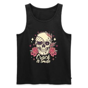 Skulls Crack A Smile Totenkopf Skull - Männer Premium Bio Tank Top - Schwarz - Vorne - AI Model Male 178 light (178cm)