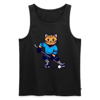 Hockey sur glace enfants chat I drôles d’animaux | Sport - Débardeur bio Premium Homme - noir - Devant - AI Model Male 178 light (178cm)