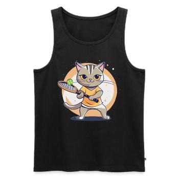 Tennis Kids Cat I Funny Animals | Sports | Kät - Men's Premium Organic Tank Top - black - Front - Michal (187cm)