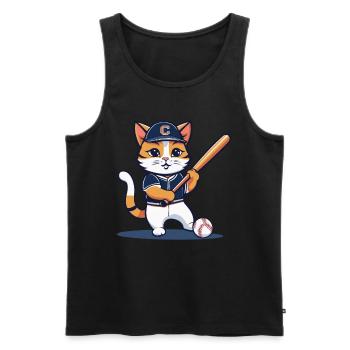 Chat de baseball I drôles d’animaux | Des sports | Chaton - Débardeur bio Premium Homme - noir - Devant - Michal (187cm)