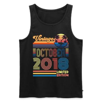Jubiläum Oktober 2018. Geschenk Oktober 2018. - Männer Premium Bio Tank Top - Schwarz - Vorne - Michal (187cm)