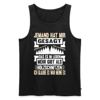 Zimmermann Schreiner Holz - Männer Premium Bio Tank Top - Schwarz - Vorne - Michal (187cm)