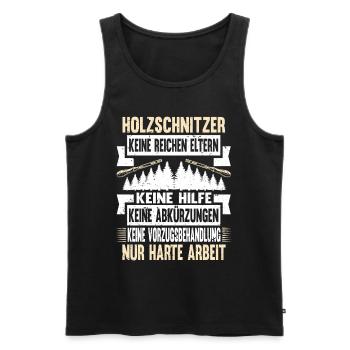 Zimmermann Schreiner Holz - Männer Premium Bio Tank Top - Schwarz - Vorne - Michal (187cm)