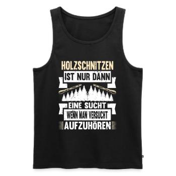 Zimmermann Schreiner Holz - Männer Premium Bio Tank Top - Schwarz - Vorne - Michal (187cm)