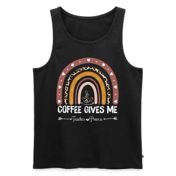 Coffee Gives Me Teacher Powers - Coffee Teacher - Men's Premium Organic Tank Top - black - Front - AI Model Male 178 light (178cm)
