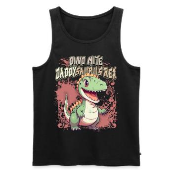 Father's Day, Kawaii Dino Saying, Dinosaur Daddy - Men's Premium Organic Tank Top - black - Front - AI Model Male 178 light (178cm)