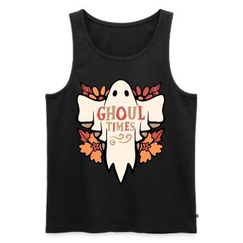 Halloween Geist, Morbider Spruch Ghoul Times - Männer Premium Bio Tank Top - Schwarz - Vorne - Michal (187cm)