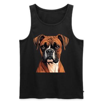 Hund Boxer - Männer Premium Bio Tank Top - Schwarz - Vorne - AI Model Male 178 light (178cm)