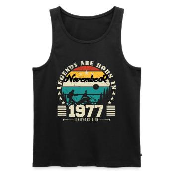 November 1977. November 1977 Anniversary Gift. - Men's Premium Organic Tank Top - black - Front - Michal (187cm)