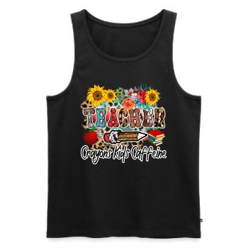 Crayons de couleur Kids Caffeine - Retour à l’école pour les enseignants - Débardeur bio Premium Homme - noir - Devant - Michal (187cm)
