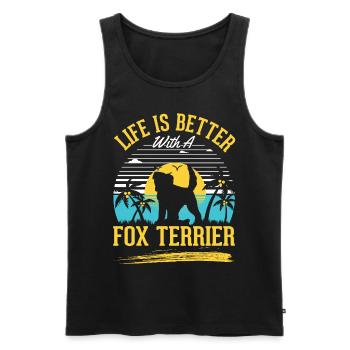 La vie est plus belle avec un fox-terrier - Débardeur bio Premium Homme - noir - Devant - Michal (187cm)