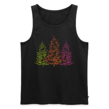 Line Art Forêt Noire Arbre de Noël Village Festival Landei - Débardeur bio Premium Homme - noir - Devant - Michal (187cm)