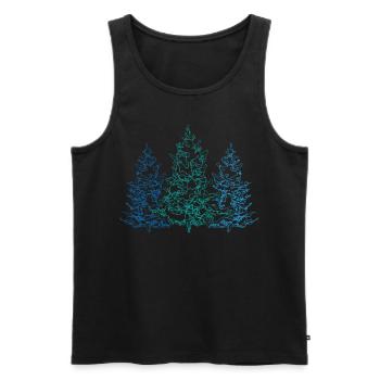 Line Art Black Forest Fir Tree Forestry - Men's Premium Organic Tank Top - black - Front - Michal (187cm)